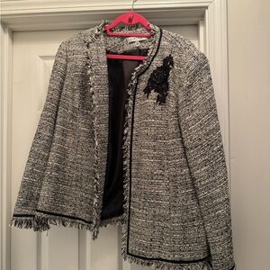 Kasper Open Front Blazer with Floral Embellishment